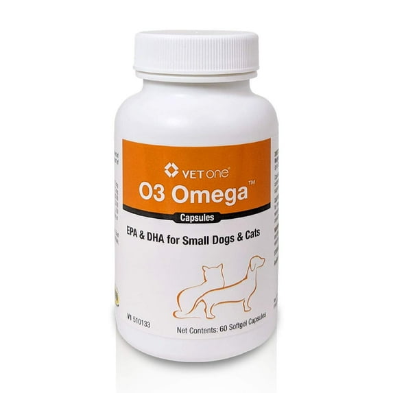 VetOne O3 Omega Soft MMF7 Gel for Cats & Small Dogs - Essential Fatty Acid Support - Skin & Coat Supplement - 60 Capsules