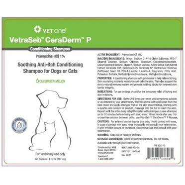 VetOne VetraSeb CeraDerm P Conditioning Shampoo for Dogs or Cats 8 oz