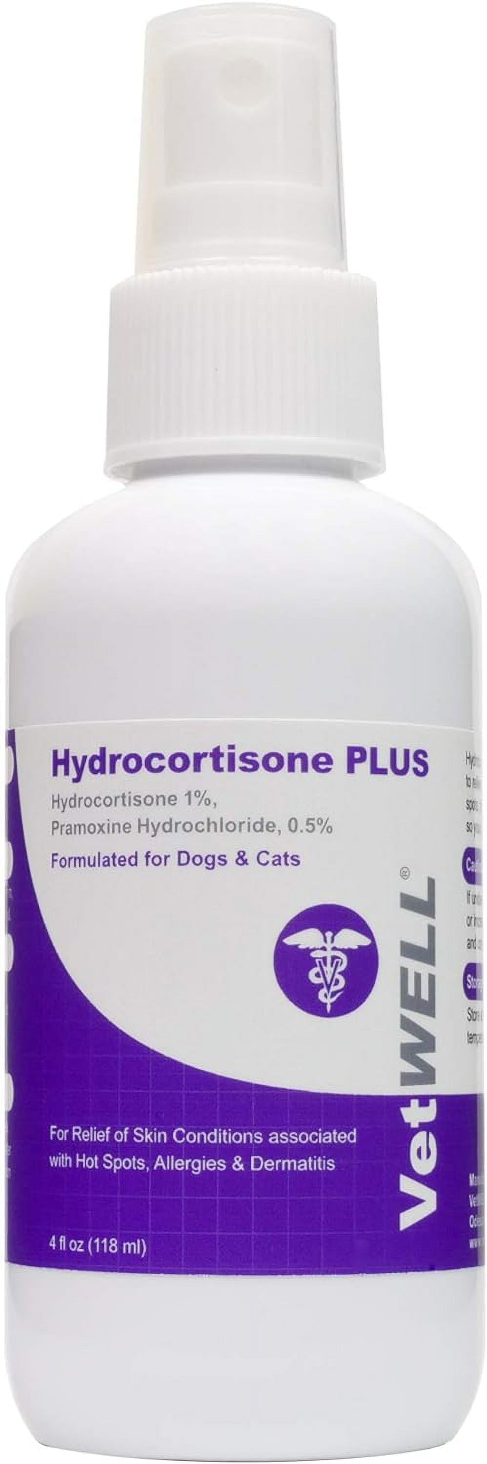 VetWELL Hydrocortisone Spray for Dogs Cats Itchy Skin Relief from Hot Spots Bites Scrapes Irritated Skin Dermatitis 4 oz Anti Itch Spray