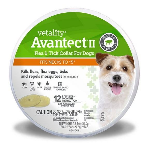 Vetality 190623250491 15 in. Avantect II Flea & Tick Collar for Dogs, 2 Count