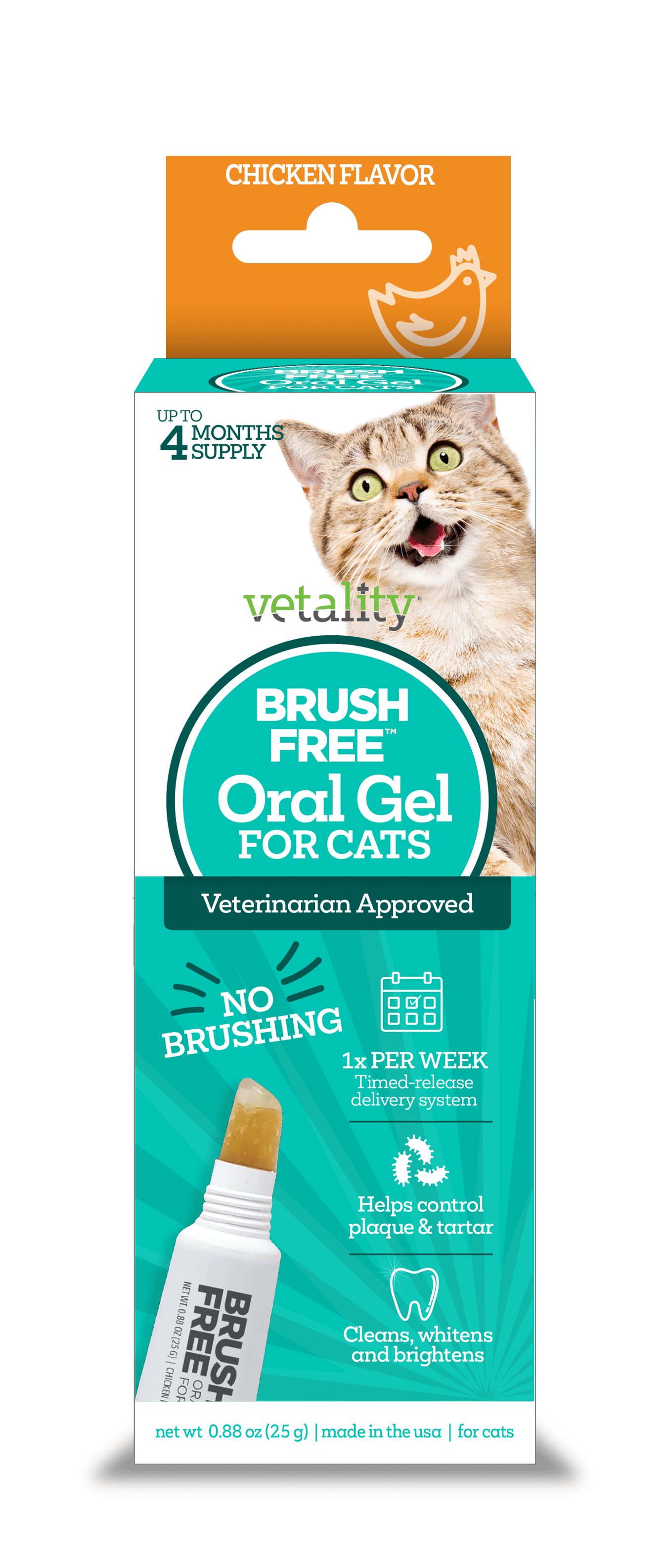 Vetality BrushFree Oral Gel for Cats, 25 g