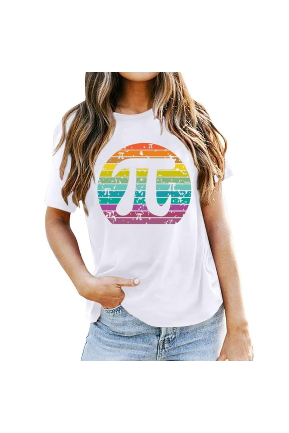 Vetement Femme ete 2025 Ladies PI Day Shirt: Happy PI Day Shirt Math Teacher T Casual T Shirts Women Tops Long Sleeve for Women Workout Shirts Loose Workout Tees Log Sleeve for Short L L