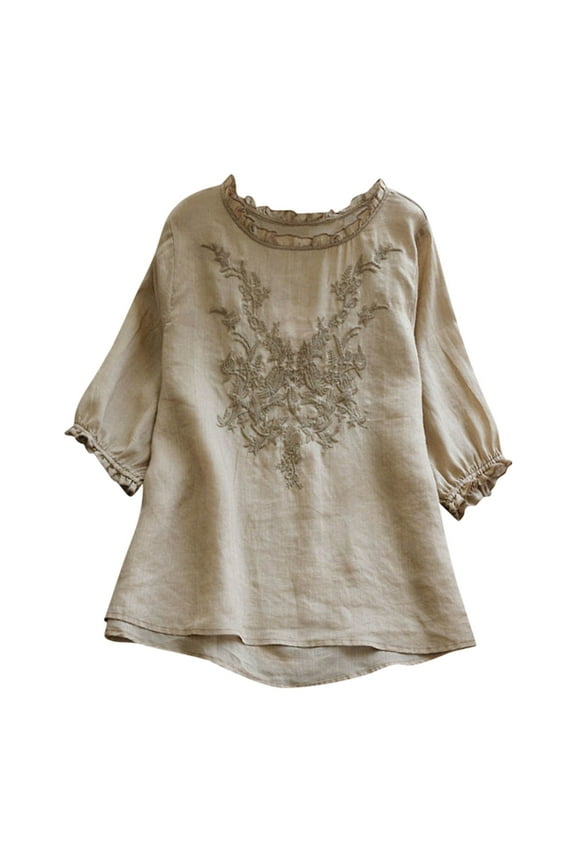 Vetement Femme ete 2025 Women Casual Plus Size O-Neck Printed Loose Button Tunic Shirt Blouse Tops Casual Women Shirts with Long Sleeves for Swim Tee Short Sleeve Tops for Summer New Day Shirt XL