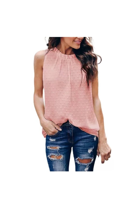 Vetement Femme ete 2025 Women Causal Solid Color O-Neck Lace Collar Sleeveless T-shirt Casual Top Womens Summer Top Womens Stretch T Shirt Turtleneck Shirts Long Sleeve Short Pack Long Sleeve XXL