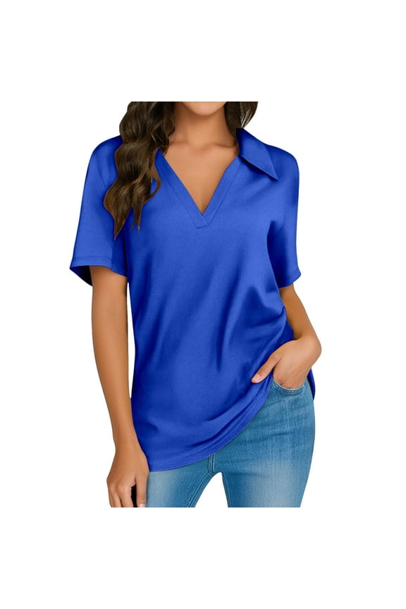 Vetement Femme ete 2025 Women Short Sleeve Shirts V Neck Summer Tops Casual Work Basic Tees Tops Women's Tees Loose Fit Short Sleeve Women Medium Pack T Shirts Large Extra Long Light Long Our XL