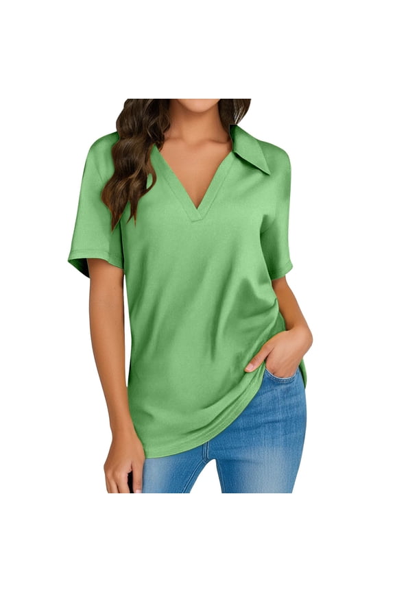 Vetement Femme ete 2025 Women Short Sleeve Shirts V Neck Summer Tops Casual Work Basic Tees Tops Women's Tees Loose Fit Short Sleeve Women Medium Pack T Shirts Large Extra Long Light Long Our XL