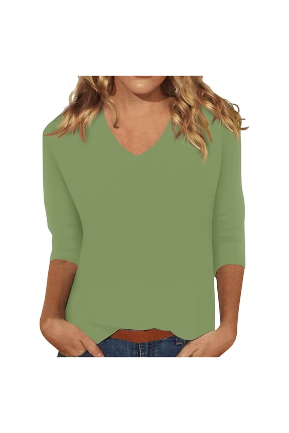 Vetement Femme ete 2025 Women T Shirt V Neck Solid Color Casual Summer Basic Top Women Shirt Long Sleeve Shirts Tall Tech Sleeve Stretchy Shirts for T Casual Womens Athletic Wear Long XXL XXL