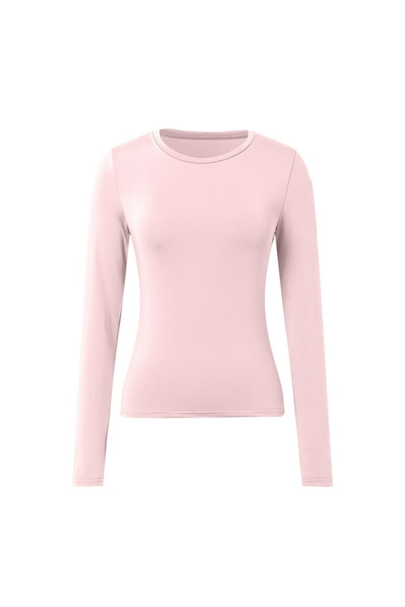 Vetement Femme ete 2025 Women's Casual Long Sleeve T Shirt Solid Color Slim Fit Base Top Womens Long Sleeve Layering Shirt Lightweight Workout Shirts Women Plain Loose T Shirts for Women Short S