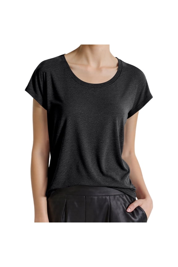 Vetement Femme ete 2025 Women's Casual T Shirts For Everyday Wear Short Sleeve Round Neck Style Pure Color Basic Tee For Spring And Summer Comfortable And Versatile Top All Occasions Girls Long L