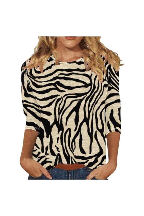 Vetement Femme ete 2025 Women's Easter Rabbit Leisure Print Round Neck Oversized 3/ 4 Sleeve Sleeve T Shirt Top Womens V Neck Womens Long Layering Shirt Cute Tops for Women Summer Long T Tops XXXL