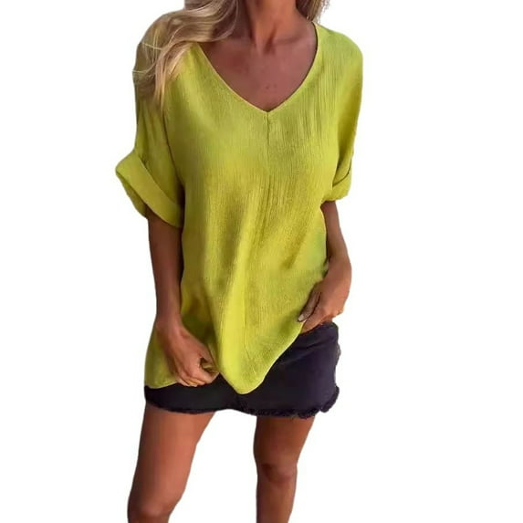 Vetement Femme ete 2025 Women's Large V Neck Loose Eighths Sleeve Pullover Medium Pack Juniors Graphic Tops Running Long Sleeve Shirt Women Long T Shirt Women Trendy Compression Shirts T M M