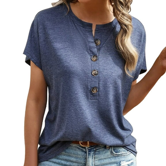 Vetement Femme ete 2025 Women's Round Neck Short Sleeve Button Down Shirts Casual T Shirt Shirt And Set Women Long Sleeve Women S T Shirts Tech Stretch Womens Hiking Long Undershirts for Wide XL XL