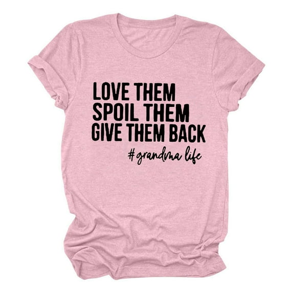 Vetement Femme ete 2025 Women's Solid Color Casual Fashion Letter Printed Round Neck Short Sleeved T Shirt Top Long Sleeve Spandex Shirt Women Extra Long Sleeve Compression Shirts for Women XL