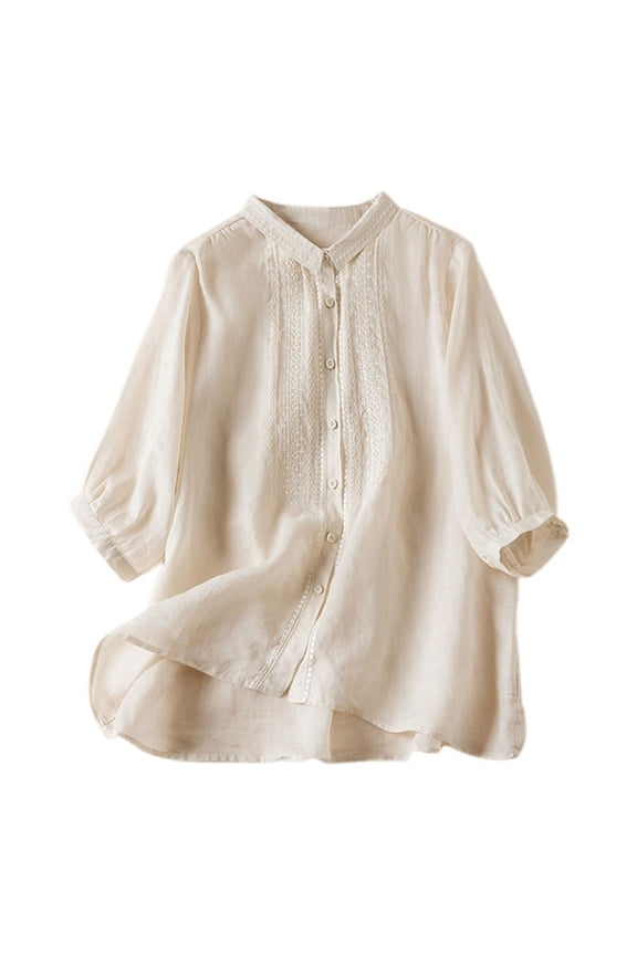 Vetement Femme ete 2025 Women's Spring New Retro Ethnic Style Temperament Embroidery Loose And Comfortable Slim Long Sleeved Shirt Top Compression Long Sleeve Women Sleeve Layering Shirt Womens M