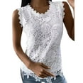 thumbnail image 1 of Vetement Femme ete 2025 Women's T Shirt Lace Crochet Lace Double Baggy Crew Neck Sexy Vest Top Shirt for Women Short Sleeve Long Sleeve Layering T Women Loose Fit Athletic Tops Raglan Short Long XXL, 1 of 4