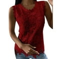 thumbnail image 1 of Vetement Femme ete 2025 Women's T Shirt Lace Crochet Lace Double Baggy Crew Neck Sexy Vest Top Shirt for Women Short Sleeve Long Sleeve Layering T Women Loose Fit Athletic Tops Raglan Short Long XXXXL, 1 of 4