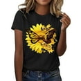 thumbnail image 1 of Vetement Femme ete 2025 Womens Fashionable Sunflower Printed Short Sleeved Round Neck Sports Casual T Shirt Workout Tops for Women Loose Fit Lightweight Workout Shirts Women Casual T Shirts M, 1 of 5
