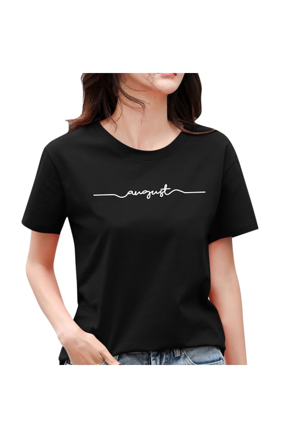 Vetement Femme ete 2025 Womens Summer Top Printed Short Sleeve Crew Neck T Shirt Printed Top Women's T Shirts Casual Womens Long Sleeve Tees Summer Tee Shirts for Women Cold Gear Long Tech Pack M