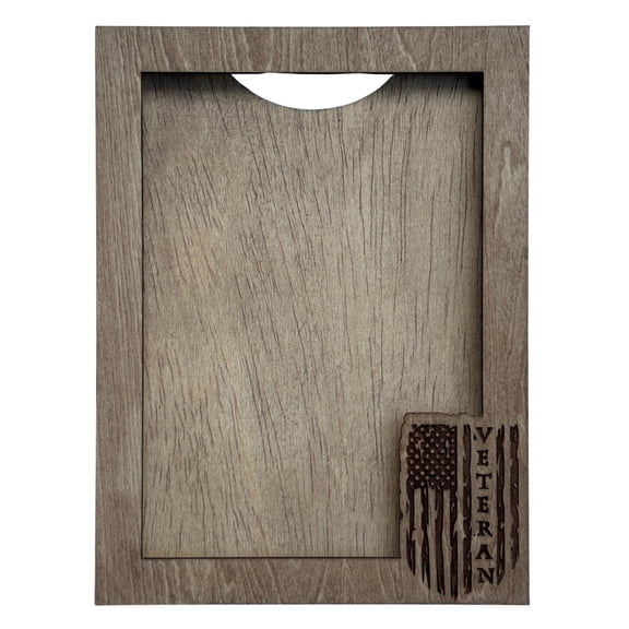 Veteran American Flag Wooden Picture Frame with Stand, 5x7 Photo Size, Wall Mount Included, Military Patriotic Design