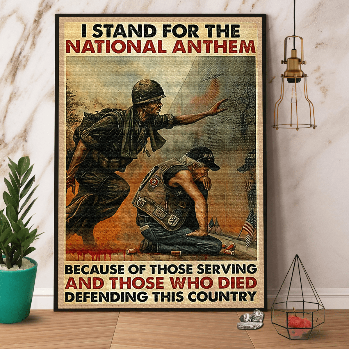 Veteran Army I Stand For The National Anthem Poster No Frame Wrapped