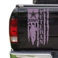 thumbnail image 1 of Veteran Army Retired Soldier Distressed American USA US Flag Truck Tailgate Vinyl Decal Compatible with most Pickup Trucks U.S. Army Sticker USAF USMC US Navy Decal (11" x 20", Lilac), 1 of 8