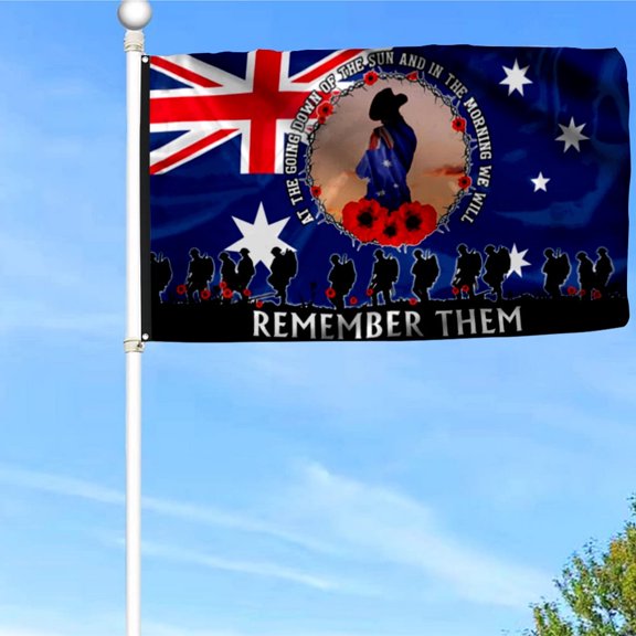 Veteran Australian Grommet Flag We Will Remember Them Flag Banner with Grommets 3x5Feet Man cave Decor