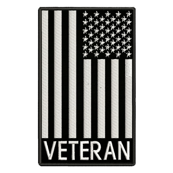 Veteran Black and White US Flag Embroidered DIY Iron on or Sew-on Decorative Patch Badge Emblem Appliques 2A Military Tactical Series