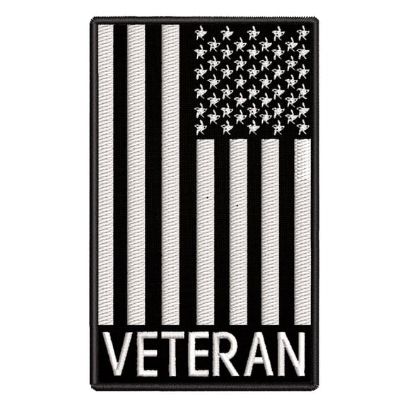 Veteran Black and White US Flag Embroidered DIY Iron on or Sew-on Decorative Patch Badge Emblem Appliques 2A Military Tactical Series