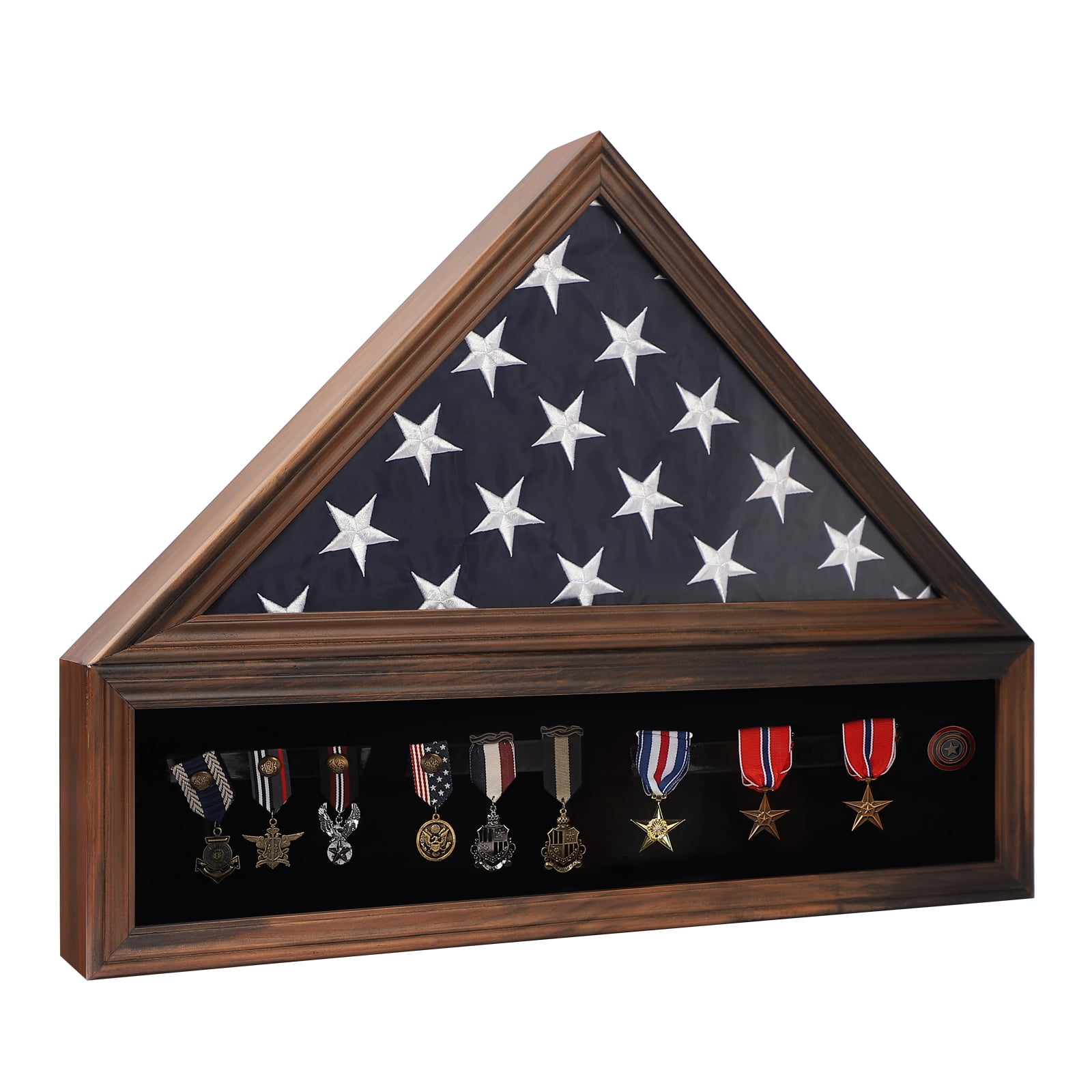 Pin Button Medal Display Case Wall Cabinet Shadow Box, Real Glass Door  19X14