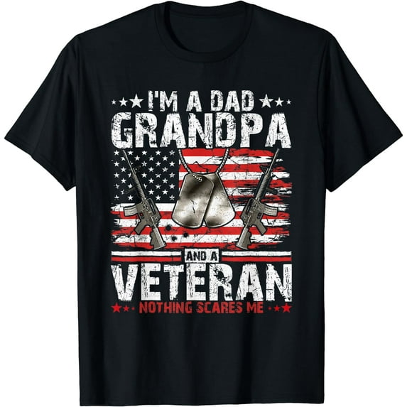 Veteran Dad Grandpa Shirt Funny Dad Grandpa for Veterans Day T-Shirt Black Small