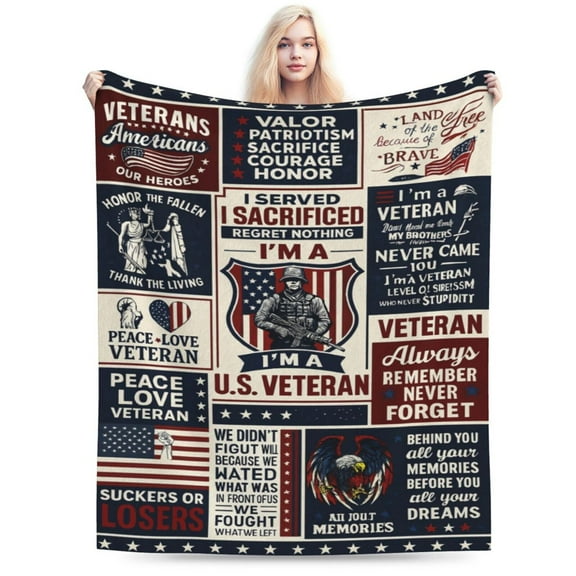 Veteran Gifts Blanket, Gifts for Veterans, Vietnam Veteran Gifts, Veterans Day Gifts, Army Air Force Navy for Men Throw Blanket 80x60
