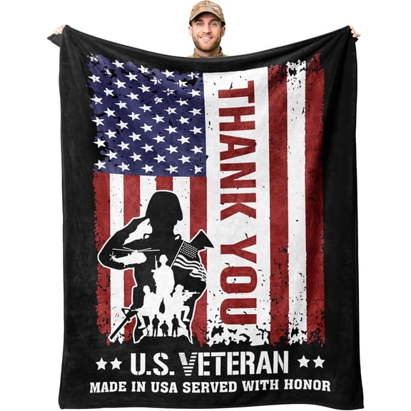 Veteran Gifts for Men, Veterans Day Gifts, Vietnam Veteran Gift, Army/Navy/Air Force Veterans Gift, Hard Head Veterans Throw Blanket 60"X50"