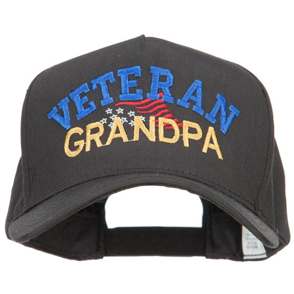 Veteran Grandpa Embroidered Solid Cotton Prostyle Cap - Black OSFM