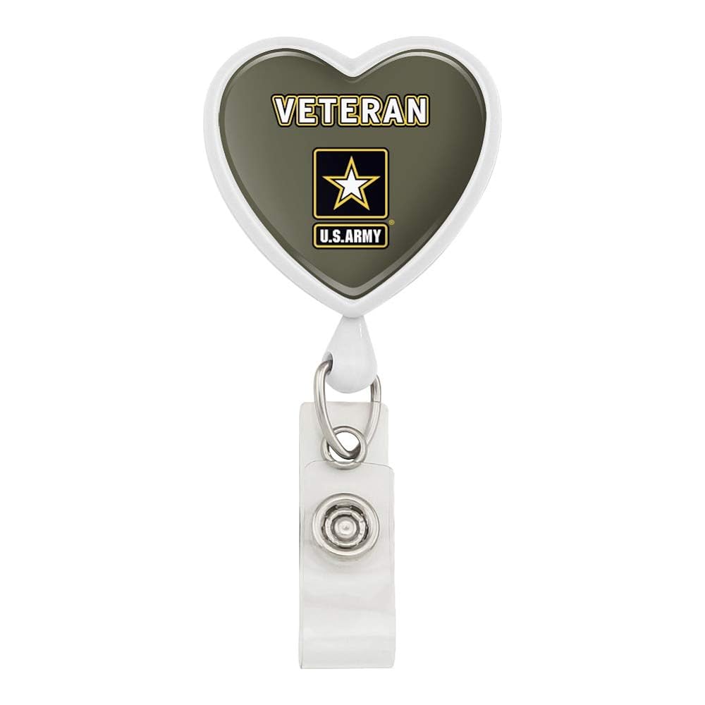 Veteran Heart Lanyard Retractable Reel Badge ID Card Holder