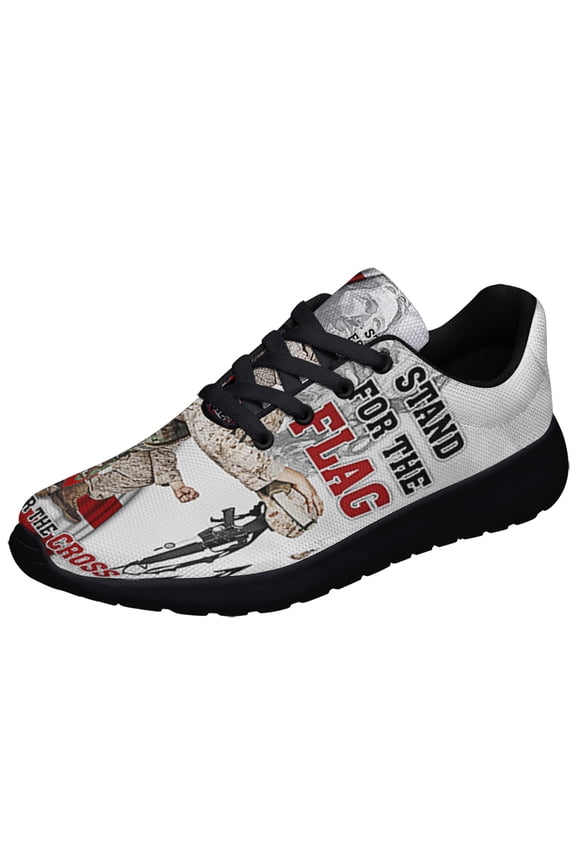 Veteran Jesus ChriStKneeling For The Cross Memorial Honoring Fallen Soldiers Veterans Shoes Sneakers Black Size 4