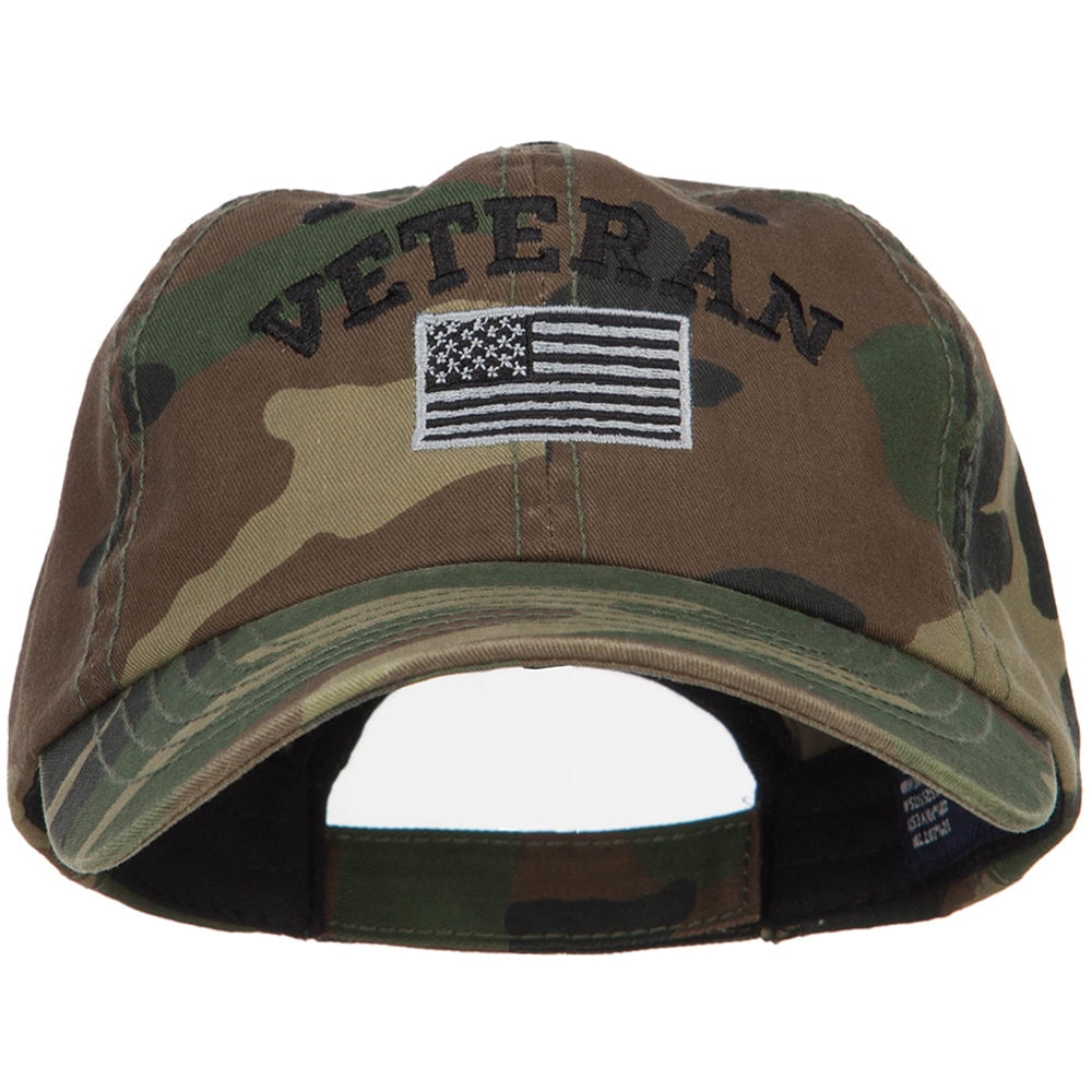 Veteran Letters with Silver USA Flag Embroidered Enzyme Camo Cap - Camo ...