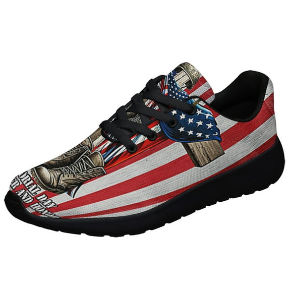 Veteran Memorial Cross Memorial Day Remember and Honor Shoes Sneakers Black Size 9