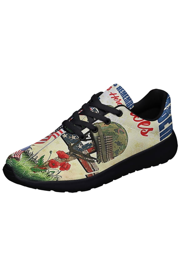 Veteran Memorial Day Always Remember Our Heroes Remember Soldiers Shoes Sneakers Black Size 7
