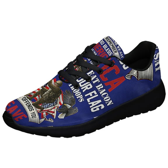 Veteran Memorial Day In This House God Bless America Thanks Our Troops Shoes Sneakers Black Size 5