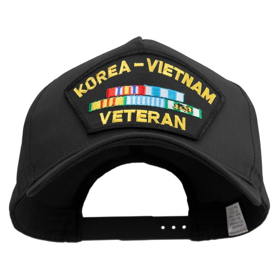 Veteran Military Large Patched Big Size Solid Cotton Twill 5 Panel Prostyle Snap Cap - Black XL-3XL