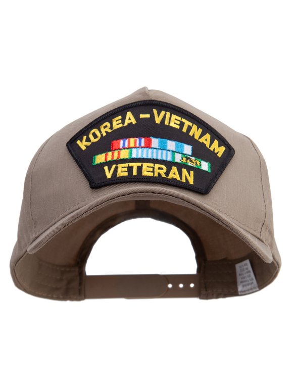 Veteran Military Large Patched Big Size Solid Cotton Twill 5 Panel Prostyle Snap Cap - Khaki XL-3XL