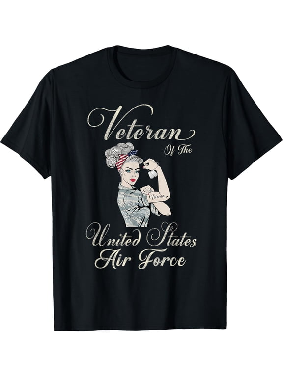 Veteran Of The US Air Force, Female USAF Proud T-ShirtMen's and women's gift, black and white T-shirt, size: Extra large S-4XL