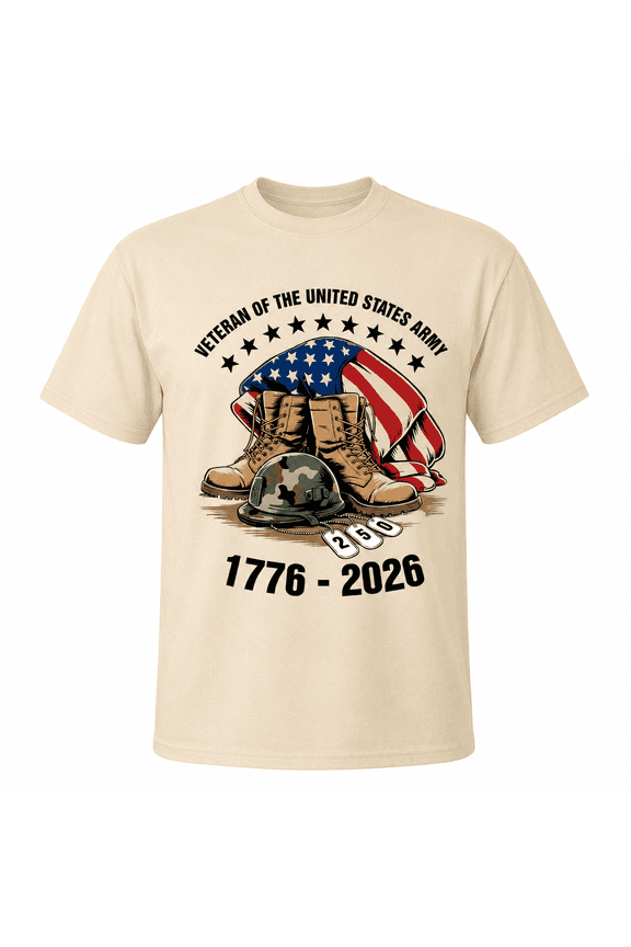 Veteran Of The United States Army 1776-2026 Shirt, USA 250th Anniversary Patriotic Veteran T Shirt, Military Boots American Flag Graphic Tee