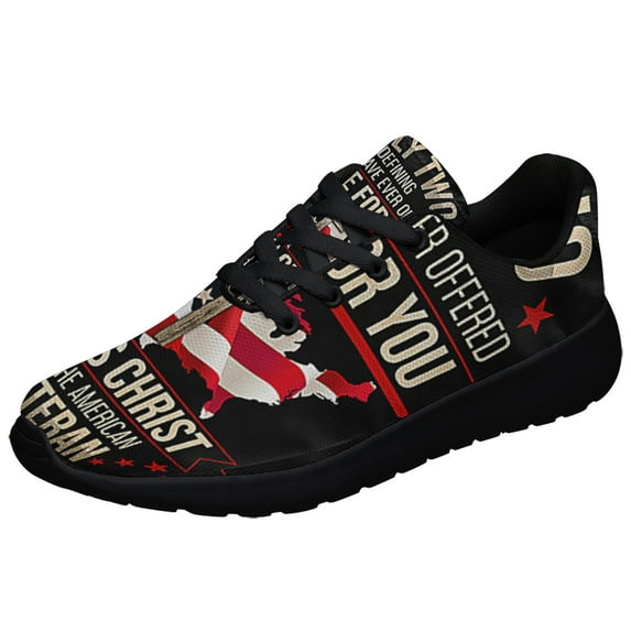 Veteran Only Two Defining Forces Have Ever Offered To Die For You Jesus ChriStAnd The American flag Veteran Shoes Sneakers Black Size 11.5
