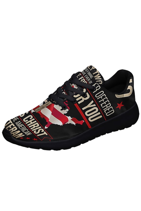 Veteran Only Two Defining Forces Have Ever Offered To Die For You Jesus ChriStAnd The American flag Veteran Shoes Sneakers Black Size 12