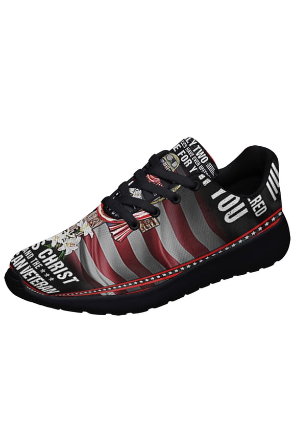 Veteran Owe To Jesus ChriStand the American flag Veteran Shoes Sneakers Black Size 9