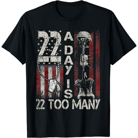 Veteran Suicide Awareness Ribbon 22 A Day Is 22 Too Many T-Shirt