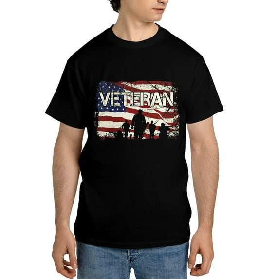 Veteran T-Shirt for Men Patriotic American Flag Shirt Military Green Tee US Army Veteran Gift Him Stars and Stripes Proud America Graphic Tee Patriotic Clothing Veteran Apparel 3X-Large