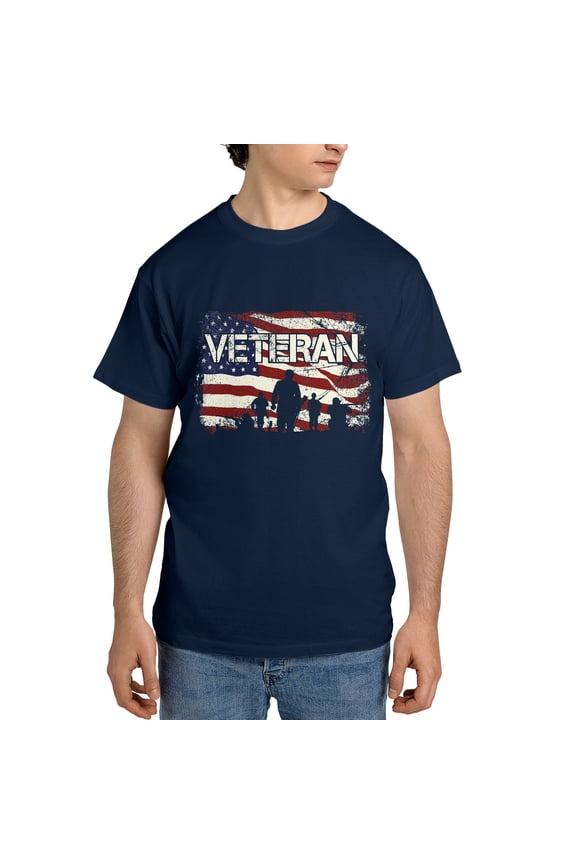 Veteran T-Shirt for Men Patriotic American Flag Shirt Military Green Tee US Army Veteran Gift Him Stars and Stripes Proud America Graphic Tee Patriotic Clothing Veteran Apparel Small