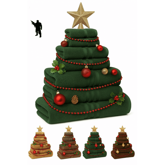 Veteran Textile Towels - 6 Pieces-100% Turkish Cotton - Luxury Towel Set for Bathroom & Kitchen, 2 Bath Towels, 2 Hand Towels & 2 WashCloths ( Valued $79.99 ) (Dark Green )